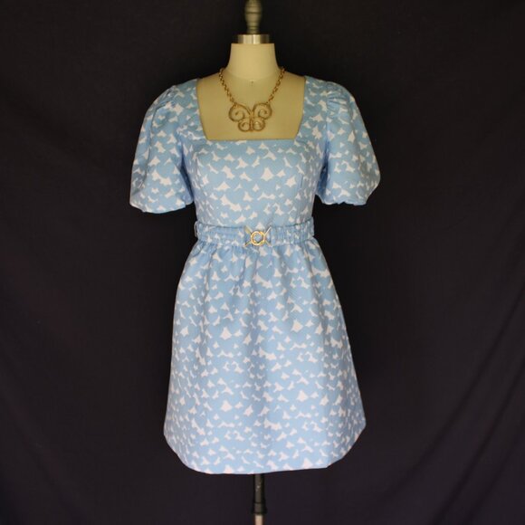 EUC Lilly Pulitzer Kasslyn Bon Bon Blue All Heart Jacquard brocade puff sleeve - Picture 8 of 13